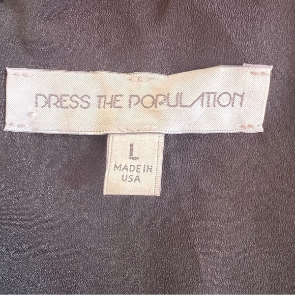 DRESS THE POPULATION Ava Floral Lace Mini Dress Black Plunging V-Neck Size Large - Picture 13 of 16